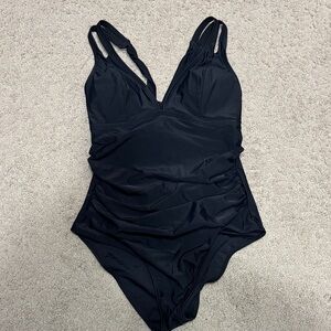 NWT CUPSHE Plunge Paneling Cross Tie Back One Piece Swimsuit Size M